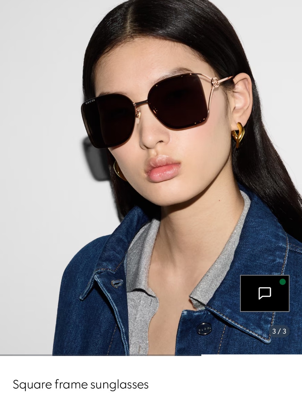 Gucci Brown Gradient Square Sunglasses with Gold Frame